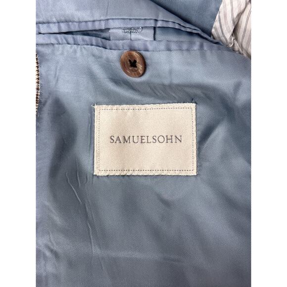 Samuelsohn Sport Coat 42 R Mens Silk Wool Herringbone Check Plaid Jacket - Picture 9 of 11